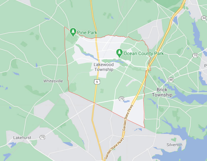 Map of Lakewood New Jersey