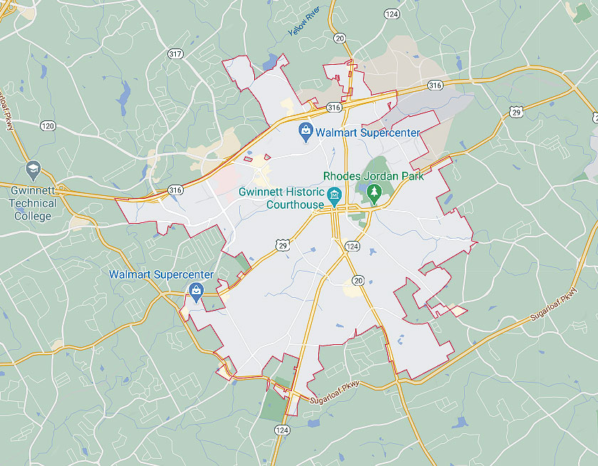 Map of Lawrenceville Georgia