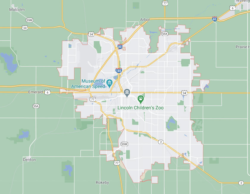 Map of Lincoln Nebraska
