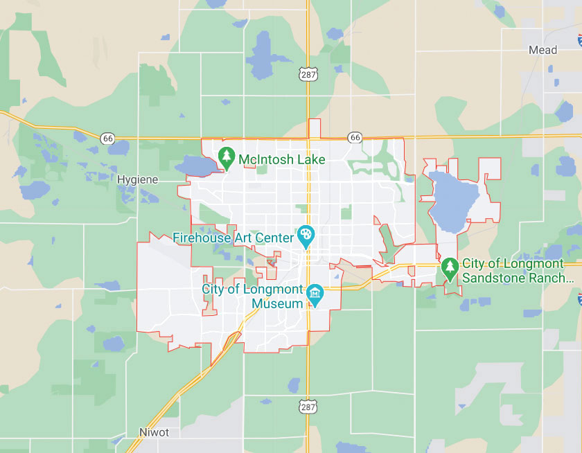 Map of Longmont Colorado