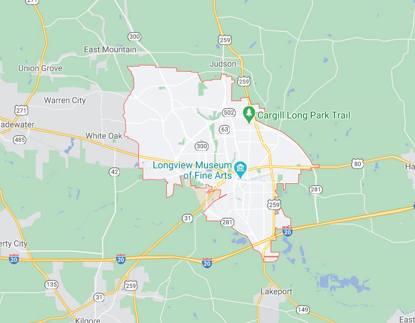 Map of Longview Texas