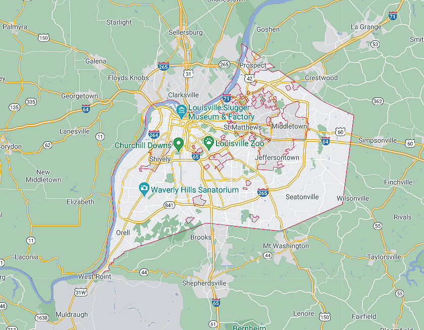 Map of Louisville Kentucky