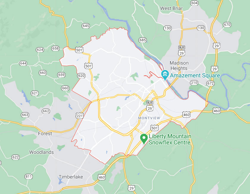 Map of Lynchburg Virginia