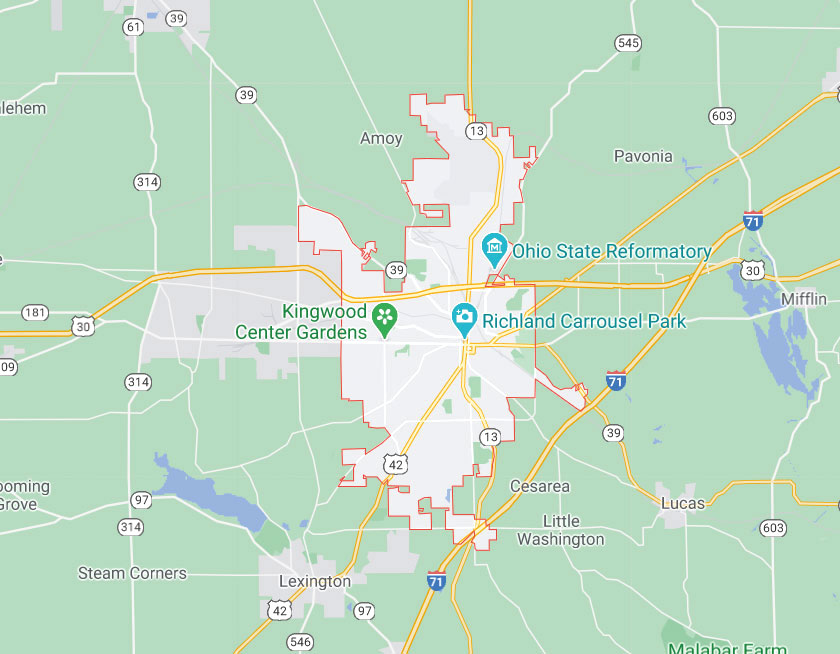 Map of Mansfield Ohio