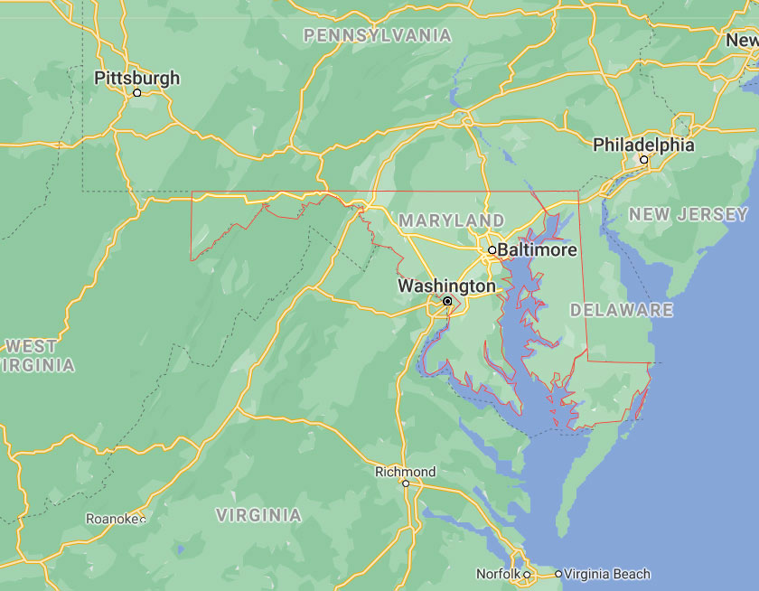 Map of State of Maryland