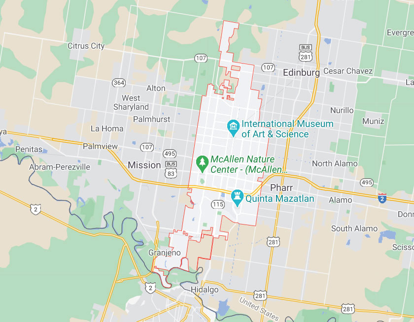 Map of McAllen Texas