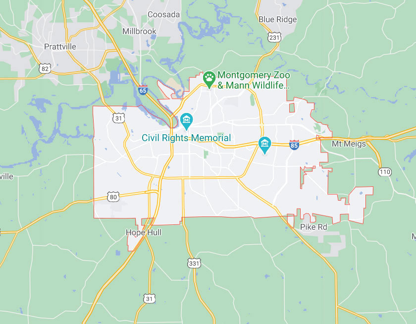 Map of Montgomery Alabama