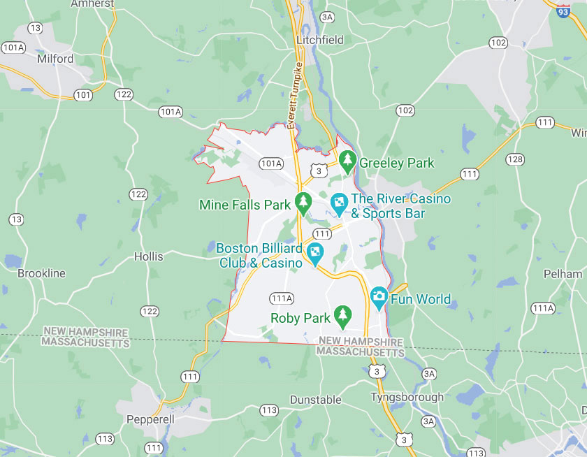 Map of Nashua New Hampshire