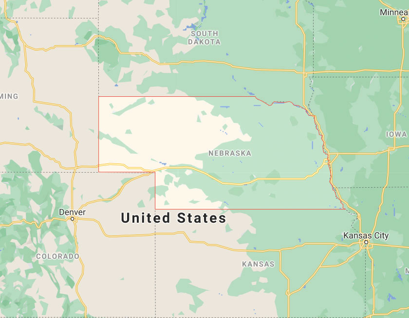 Map of State of Nebraska