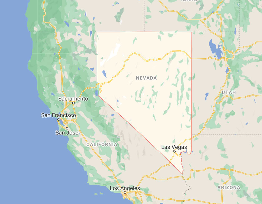 Map of State of Nevada