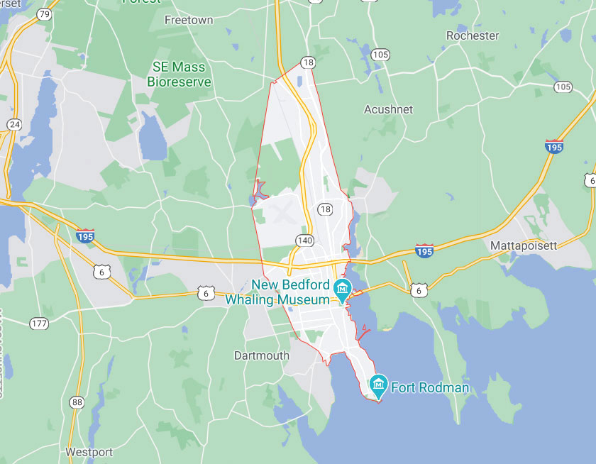 Map of New Bedford Massachusetts