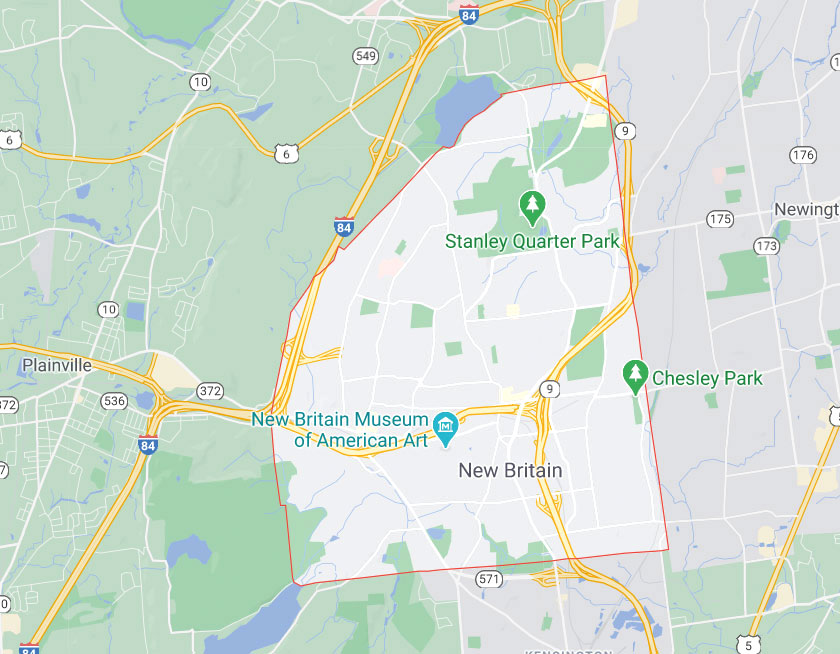 Map of New Britain Connecticut