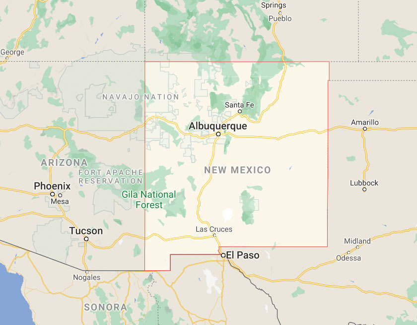 Map of State of New Mexico