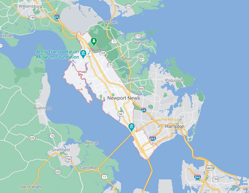Map of Newport News Virginia