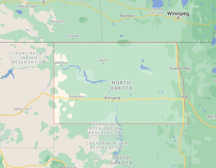 Map of State of North Dakota