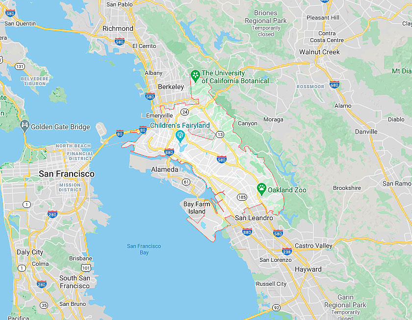 Map of Oakland California