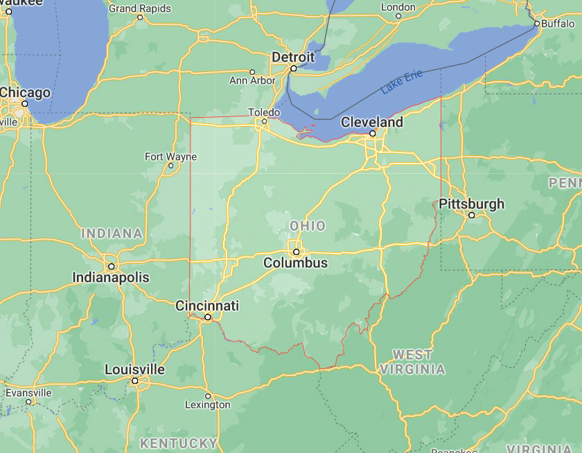 Map of State of Ohio