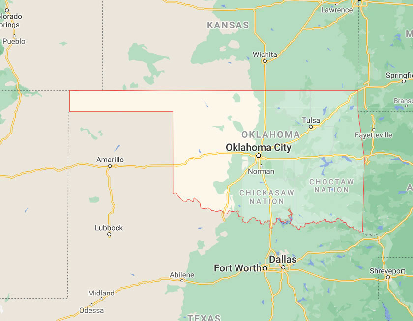 Map of State of Oklahoma