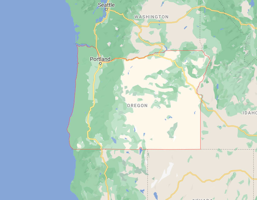 Map of State of Oregon