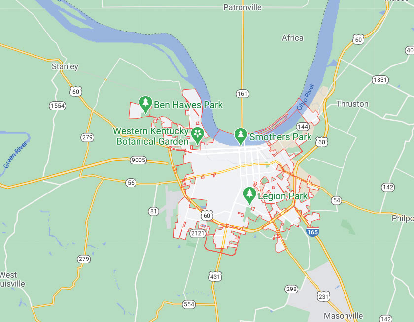 Map of Owensboro Kentucky