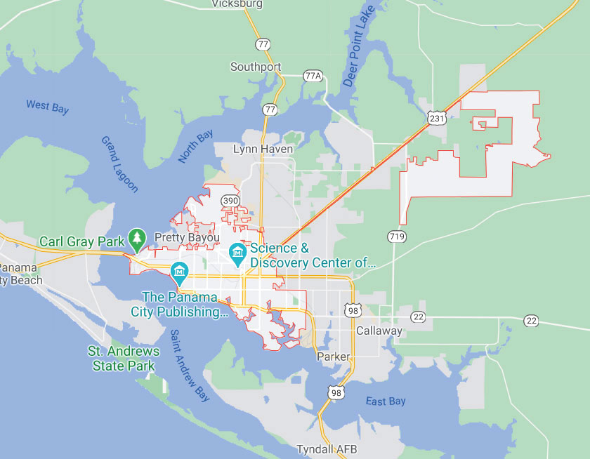 Map of Panama City Florida