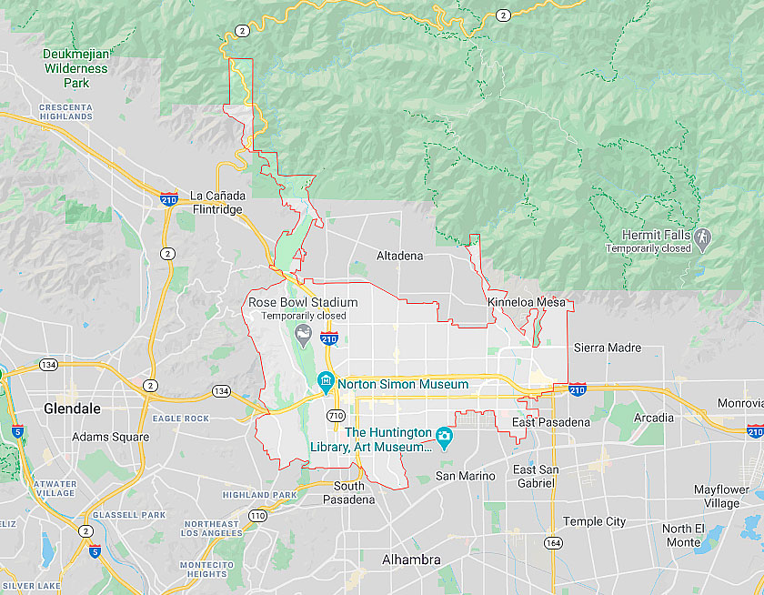Map of Pasadena California