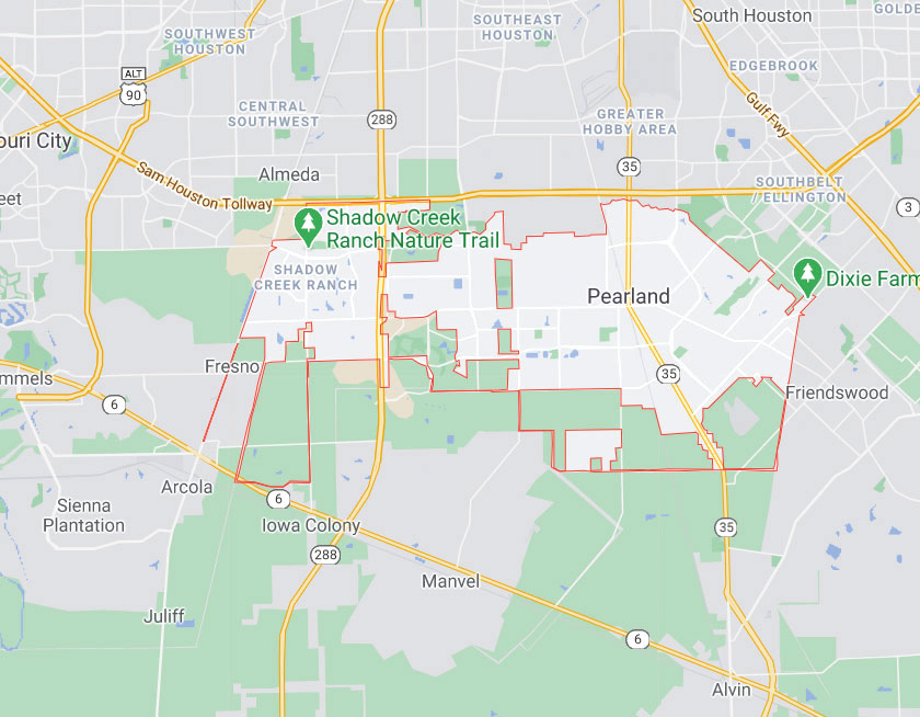 Map of Pearland Texas