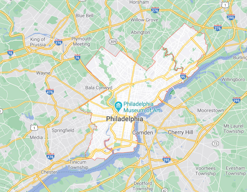 Map of Philadelphia Pennsylvania