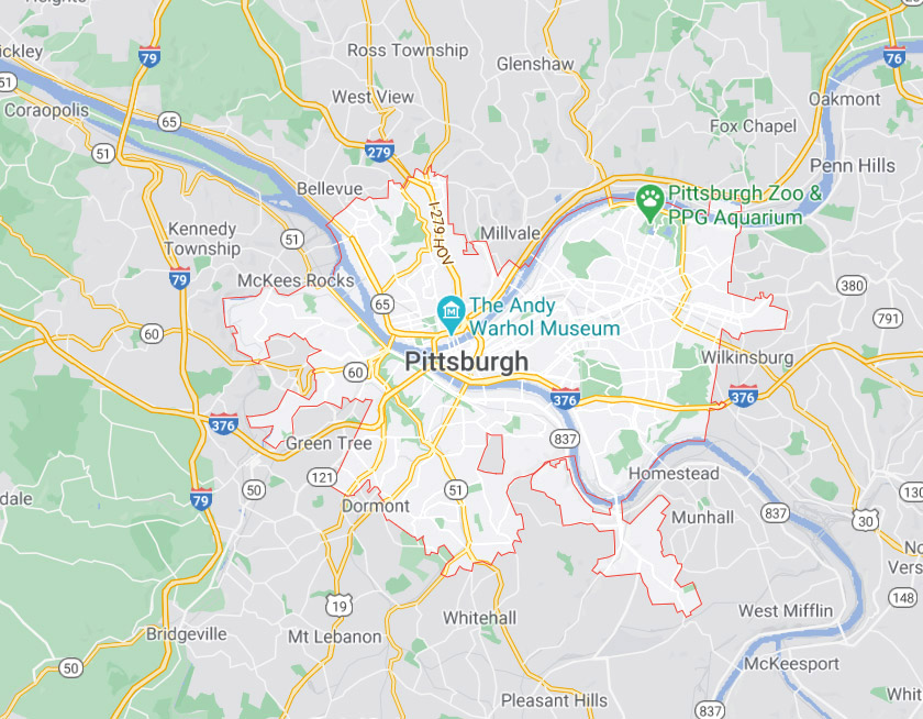 Map of Pittsburgh Pennsylvania
