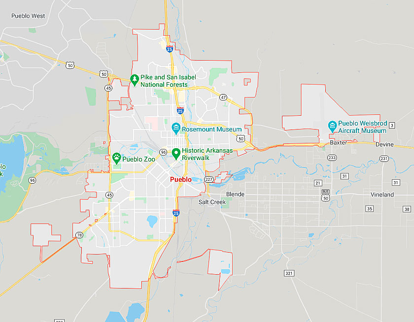 Map of Pueblo Colorado