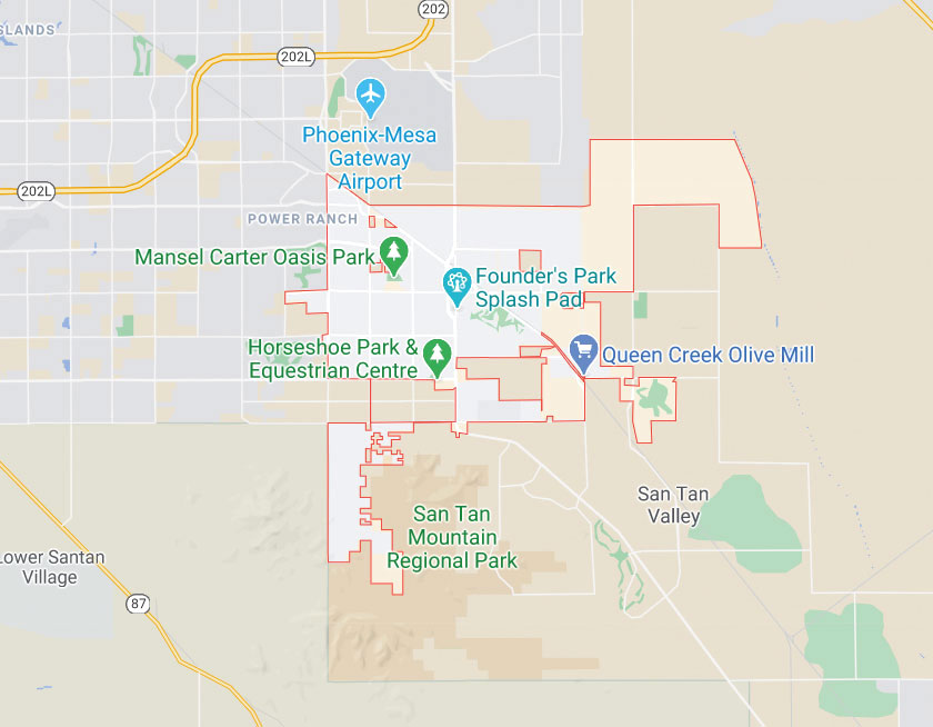 Map of Queen Creek Arizona
