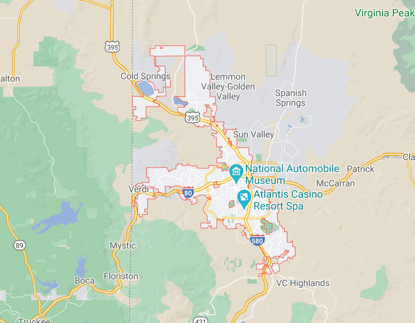 Map of Reno Nevada