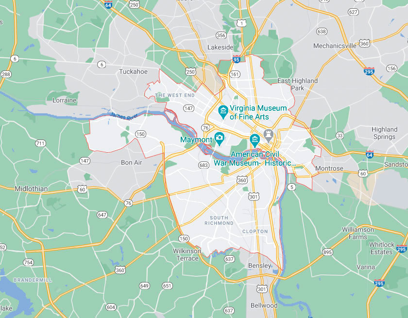 Map of Richmond Virginia