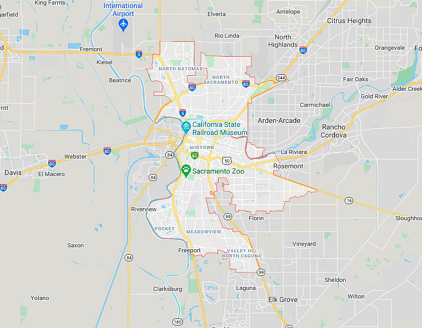 Map of Sacramento California