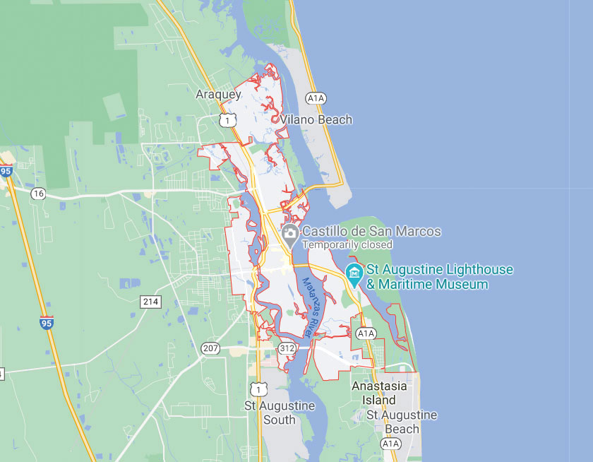 Map of Saint Augustine Florida