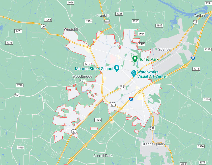 Map of Salisbury North Carolina