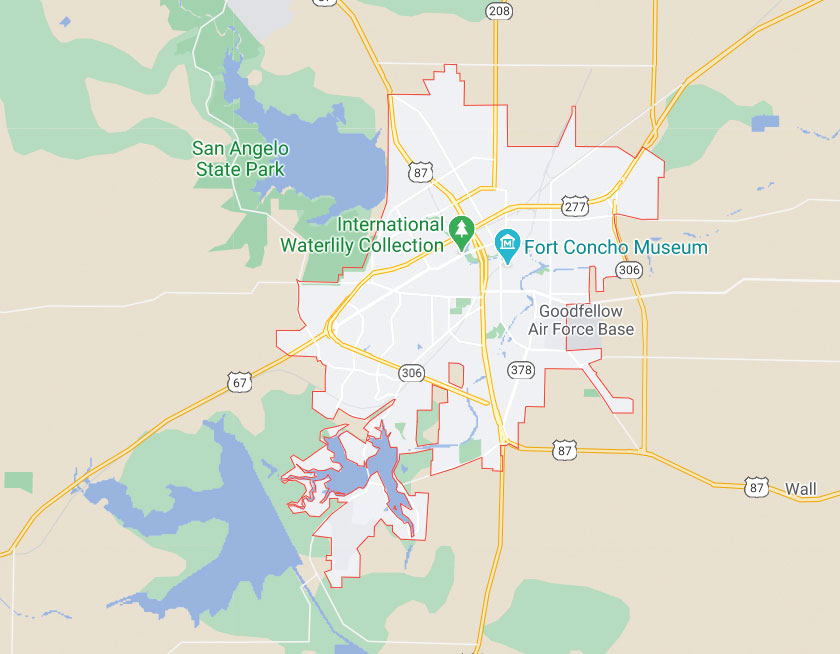 Map of San Angelo Texas