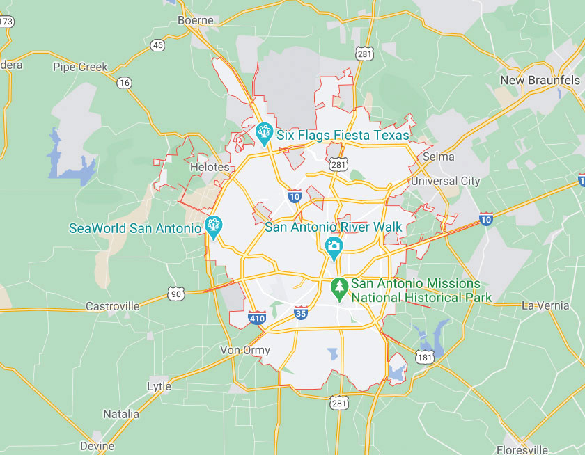 Map of San Antonio Texas