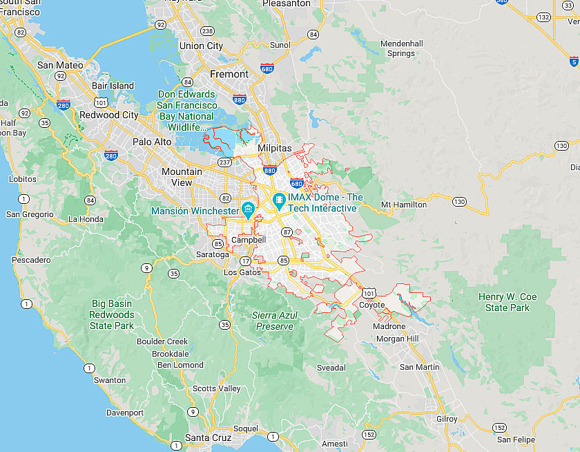 Map of San Jose California