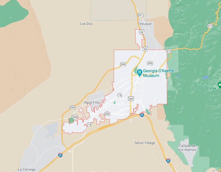 Map of Santa Fe New Mexico