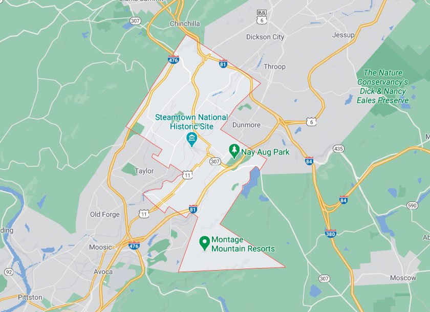 Map of Scranton Pennsylvania