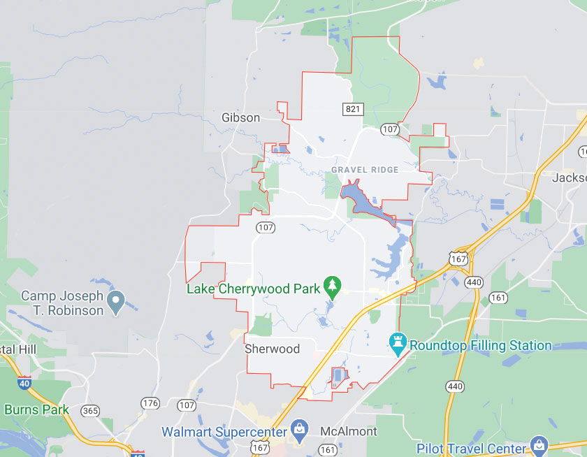 Map of Sherwood Arkansas
