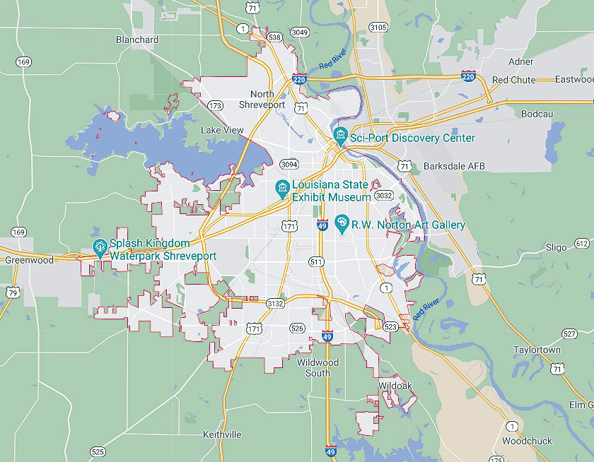 Map of Shreveport Louisiana