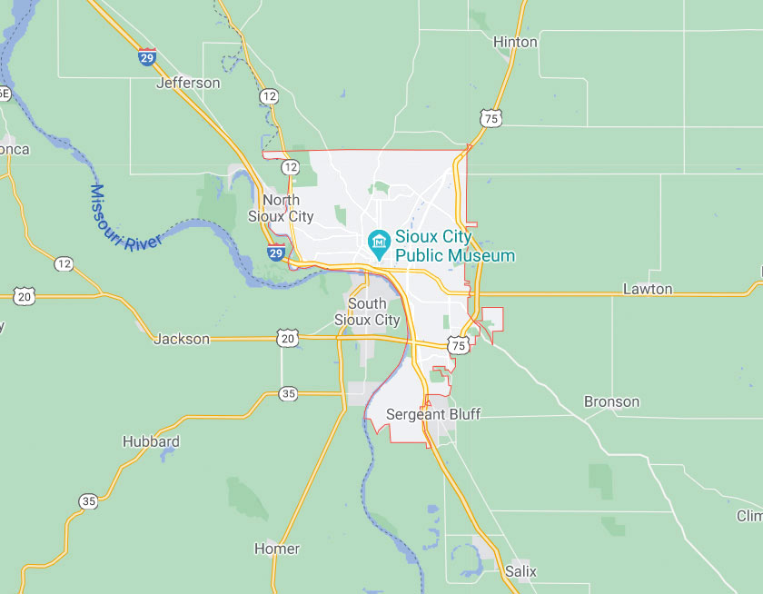 Map of Sioux City Iowa