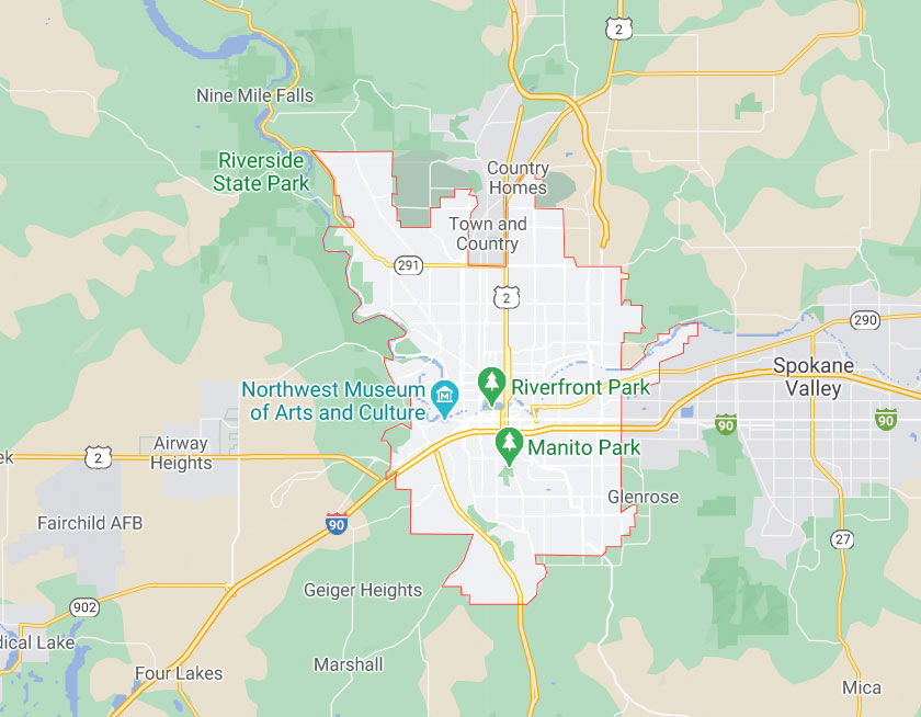 Map of Spokane Washington