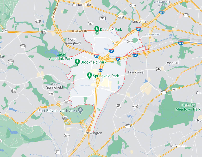 Map of Springfield Virginia