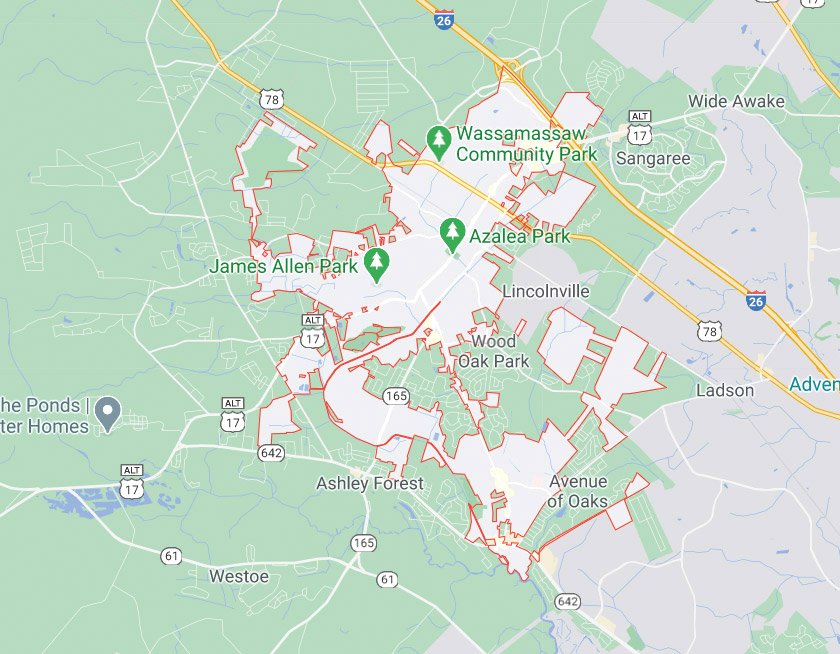 Map of Summerville South Carolina