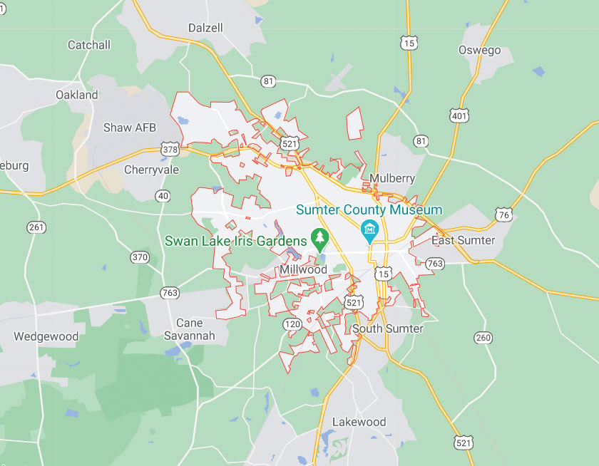 Map of Sumter South Carolina