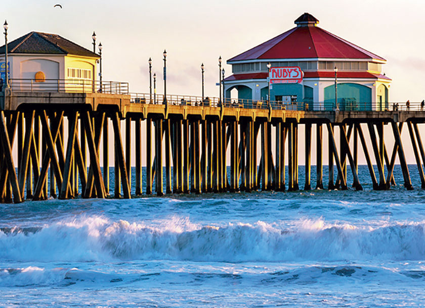 Sunset beach in Huntington Beach California