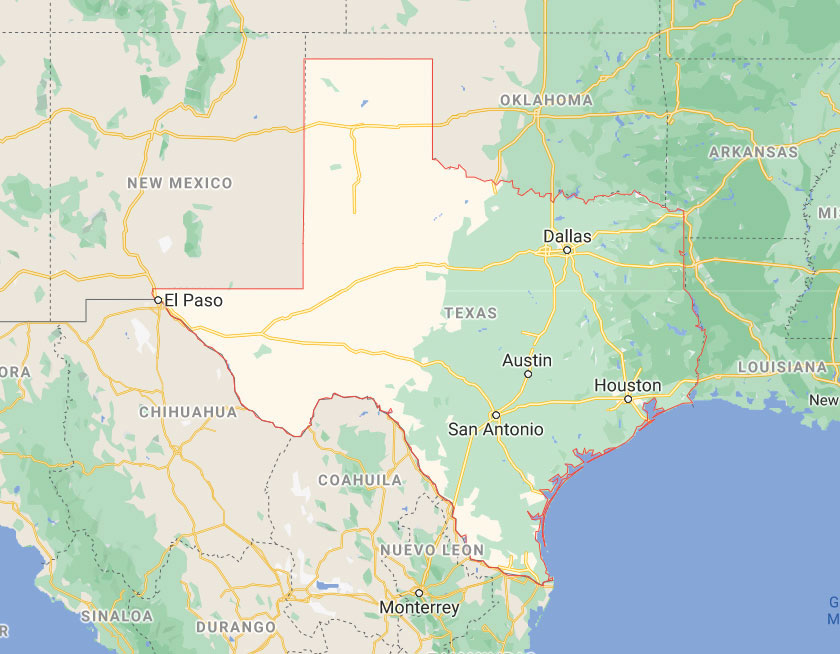 Map of State of Texas